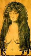 Edvard Munch kvinna med rott har och grona painting